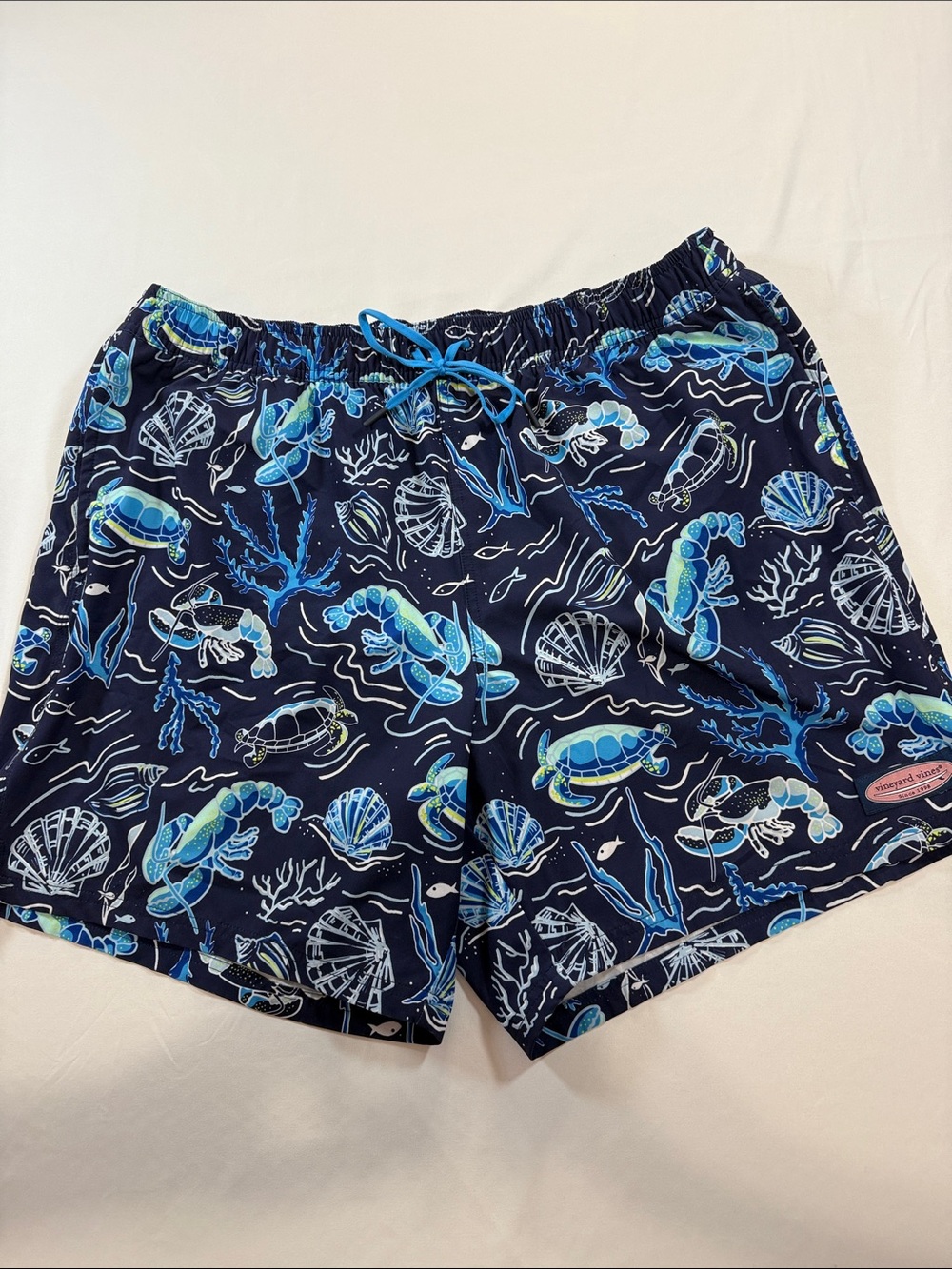 Vineyard Vines Navy Sea Life Swim Short with Blue Accents Size XB